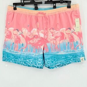 NO BOUNDARIES Men's Flamingo Swim Trunks UPF 50 Quick Dry Elastic Waist 3XL NWT
